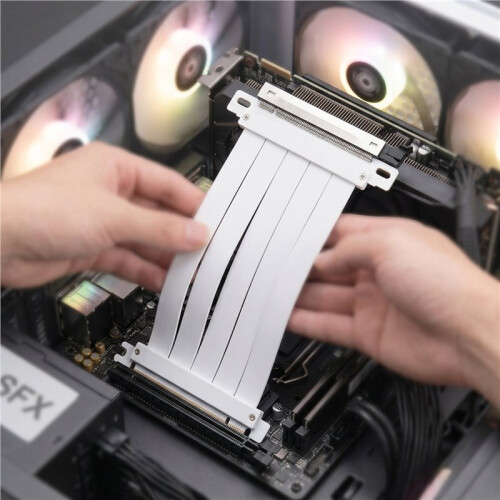Cabo Extensor Riser PCI-e 4.0 X16 para Placa de Vídeo, Blindado, Flexível, Montagem com Conector 180, Extensão para GPU, 15cm 1