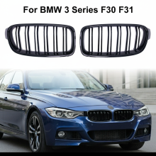 Calandre avant double barre pour BMW Série 3 F30 F31, Noir brillant, Grille de calandre Kidney