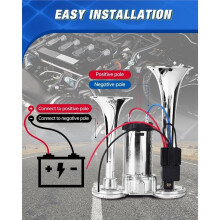 2026 Upgraded 24V 600DB Air Horn Dual Trumpets Super Loud Truck Train Horns Kit with Air Compressor for Any 24V SUV