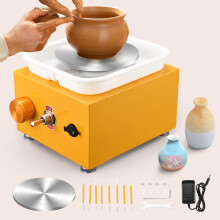 Misvayli Electric Pottery Wheel, Mini Ceramic Wheel Machine 2000RPM with 10cm & 6.5cm Turntables, Adjustable Speed, Splash Tray & Shaping Tools