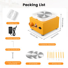 Mini Pottery Wheel, Electric Pottery Machine with 2 Turntable Plates 10/6.5cm, 2000RPM Adjustable Speed, Splash-Proof Basin & Tools for Beginners