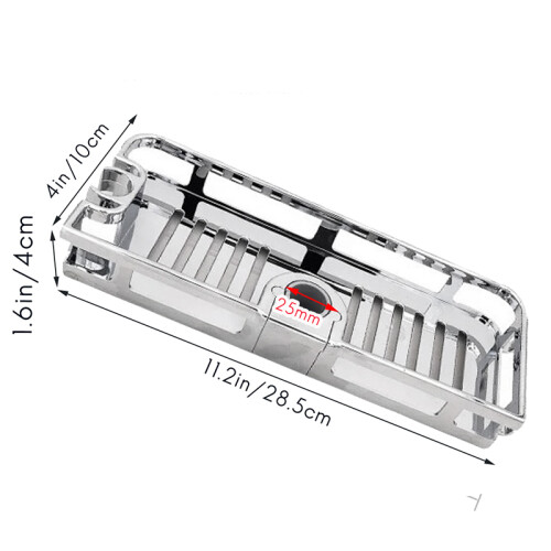 Lifting Shower Shelf Rectangle Detachable Storage Tray Rack Plastic Holder Kitchen Bathroom Accessories(25mm) 2