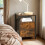 Bedside Table - Wood - Rustic Brown and Black - Open Shelf and 2 Drawers 1