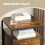 Bedside Table - Wood - Rustic Brown and Black - Open Shelf and 2 Drawers 3