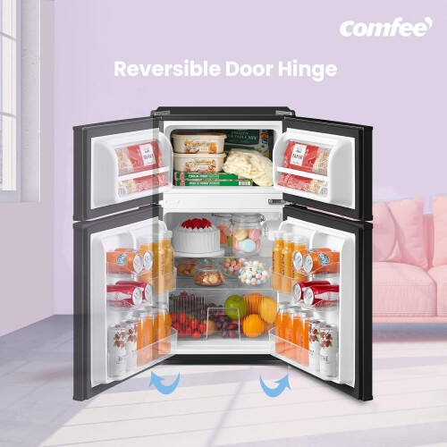 COMFEE' RCT87BL2(E) Under Counter Fridge Freezer, 87L Double Door Small Fridge 2