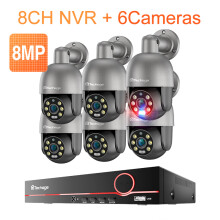 Système de Vidéosurveillance 4K POE 8CH, Lot de 6 Caméras IP avec Audio Bidirectionnel et Détection Humaine IA