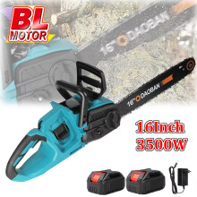 Tronçonneuse électrique sans fil 16 pouces 3500W, moteur brushless avec lot de 2 batteries 21V pour jardin
