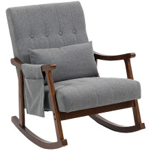 HOMCOM Modern High Back Leisure Rocking Chair with Solid Wood Legs, Grey
