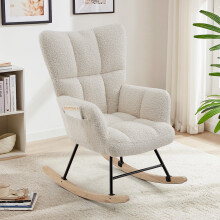 Teddy Fabric Nursing Rocking Chair Nursery Glider Rocker Armchair for Livingroom