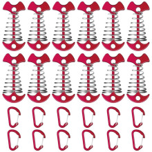 Conjunto de 12 Âncoras de Alumínio para Deck com Mosquetões - Estacas de Rosca para Barraca, Amarras para Toldo, Equipamento de Camping À Prova de