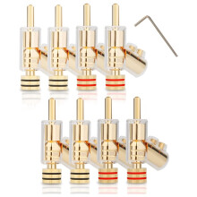 8Pcs Locking Banana Plug for 8-15 Gauge Speaker Wire with Double Screw Design