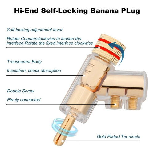 8Pcs Locking Banana Plug for 8-15 Gauge Speaker Wire with Double Screw Design 2