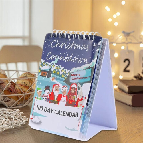 Weihnachtskalender 2026 - 100 Tage Countdown, Festlicher Tischkalender, Abreißbarer Weihnachtskalender 2