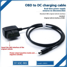12/24V RA OBD-Stromversorgungskabel für Solarpanel Zur Fahrzeugbatterie, 16-Poliger Stecker auf DC5521 OBD2-Schnittstellen-Ladeadapter