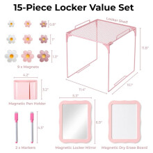 15 PCS Locker Accessories for Girls, Magnetic Locker Decor Locker Organizer for School Girls