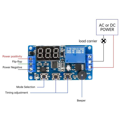 12V  Delay Relay LED Digital Automation Timer Control  Timing Relay Module PLC Trigger  Three Button 2