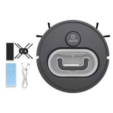 Aspirateur Robot 3 en 1 Silencieux, Ultra-Mince et Rechargeable par USB avec Bac à Poussière, Noir