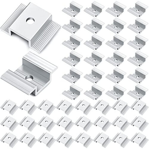 48pcs Solar Panel Mid Clamps Photovoltaic Panel Bracket PV Panel Mid Clamp Aluminum Solar Clips for Fixed 35-50mm Framed