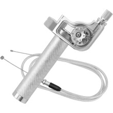Poignée D'Accélérateur pour -Moto 7/8" (22 mm) à Rotation Rapide avec Câble D'Accélérateur, Usinée CNC, Universelle pour Moto, Couleur Argent