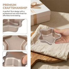 2pcs Nonstick Star Shaped Cake Molds, 4 Inch Carbon Steel Loaf Pans for Home Baking, Reusable Bakeware