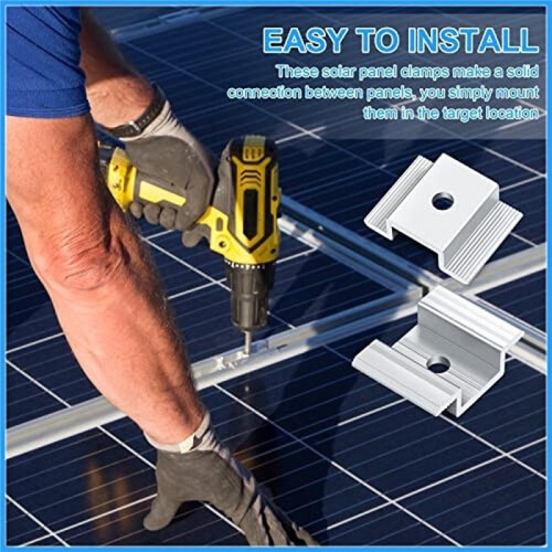 48pcs Solar Panel Mid Clamps Photovoltaic Panel Bracket PV Panel Mid Clamp Aluminum Solar Clips for Fixed 35-50mm Framed 1
