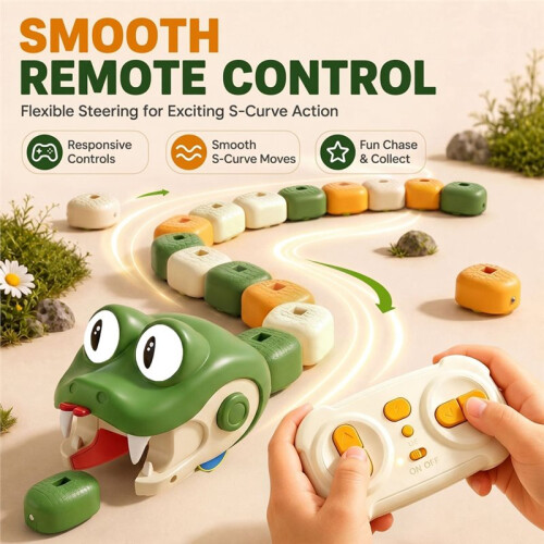 RC Magnetic Eating Snake Remote Control Car Toy Animal Greedy Bean Devouring Car Interactive Educational Gift B 2