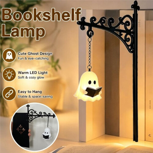 2Pcs Vintage Library Lantern  Bookshelf LED Lamp, Warm White Light  Book Nook Decor Night Reading Light 1