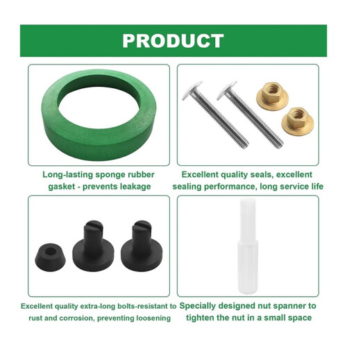 Kit de Reparo para Vaso Sanitário de 3 Polegadas American Standard  4 AS738756-0070A - Conjunto de Junta e Parafusos para Fixação Do Tanque À 2
