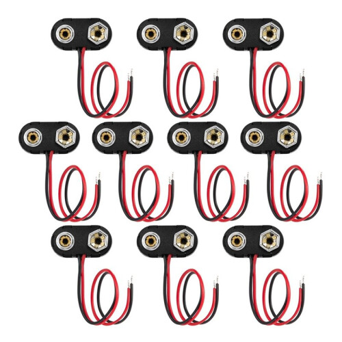 9V Battery Connector,50 PCS T-Type 9 Volt Buckle Connector Hard Plastic Shell Used in Student Experiment
