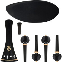 Juego de Accesorios de Violín de Ébano con Cordal, Clavijas de Afinación, Mentonera, 4/4 y 3/4. Accesorios para Violín para Repuesto de Cuerdas.