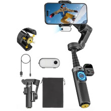 Verlängerungsstange & ein-Knopf-Stativ, Smartphone-Gimbal mit Magnetischer Fernbedienung für Vlogging, Reisen, Gesichts-/Objektverfolgung in der App