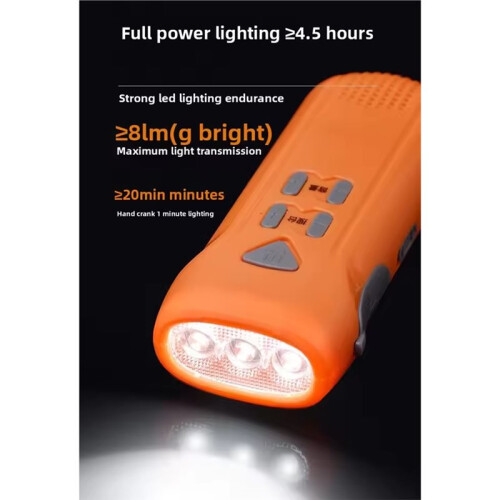 Outdoor Lighting Alarming Hand Crank Multi-Function Charging LED Flashlight Radio Outdoor Camping Equipment 2