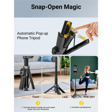 Extension Rod & One-Touch Open Tripod, Phone Gimbal W/Magnetic Remote for Vlogging, Travel, Face/Object Tracking in APP