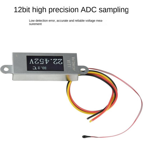 Medidor Digital de Temperatura e Tensão  5-30V 0-99C com Tela OLED de 0,77 Polegadas e Sonda de Temperatura 1