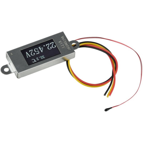 Medidor Digital de Temperatura e Tensão  5-30V 0-99C com Tela OLED de 0,77 Polegadas e Sonda de Temperatura 2