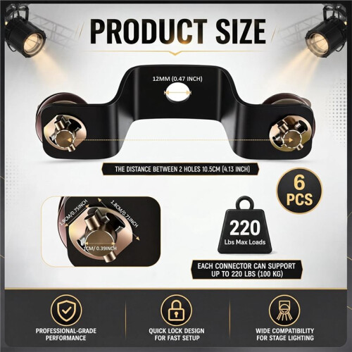 6 Pack Stage Light Truss Connectors with Fast Lock for Moving  Lights for DJ and Event Setups 1
