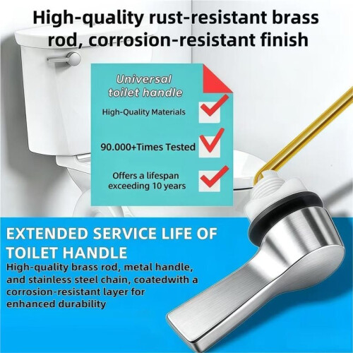Universal Front Mount Toilet Handle Replacement Kit , Flush Lever Compatible with Most Toilets 2