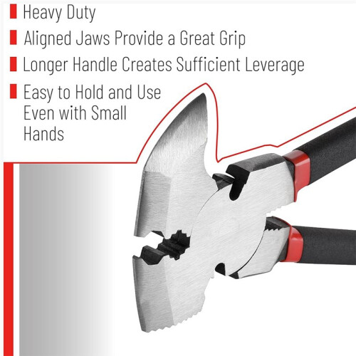 Multi Plier Fence Tool,10.8", Nails & Staple Puller, Cutting Pliers Multi Function Tool for Fence Repair Nails Removal 1