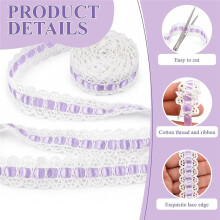 15 Yardas de Encaje con Ojales, Cinta de Encaje Floral de Algodón Bordada para Costura, Manualidades y Decoración DIY, 5 Colores