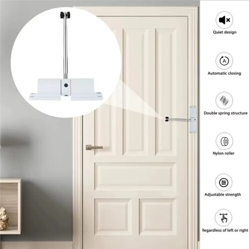 Automatic Door Closer Metal Adjustable Heavy Duty Safety Spring Silence Convert Hinged Door Interior Self-Closing 1