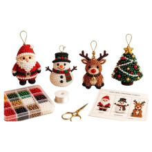 DIY 3D-Julpärldekorationssats, Handgjort Julpärlbroderi-Kit, Nybörjarvänligt Jul-DIY-Kit A