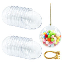 10Pcs Clear Fillable Plastic Ornament Balls DIY Christmas Holiday Decor Spheres 80mm/3.15in
