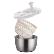 Stainless Steel Salad Spinner 6L - Large Lettuce Spinner with Drainage Basket, Quick Spin for Vegetables & Fruits
