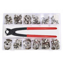115Pcs Single Ear Hose Clamps with 6-28.6mm Crimp Hose Clamps Assortment Kit for Auto/Home Appliance/Pipe