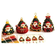 DIY 3D-Julpärldekorationsset, Handgjort Julpärlbroderi-Kit, Nybörjarvänligt Jul-DIY-Kit B