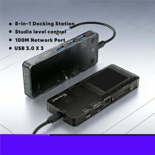 H1 Docking Station Network Port Visual Docking Station Streamdeck Macropad Keypad Stream Desk Deck Dock, Laptop HUB, 1PC 2