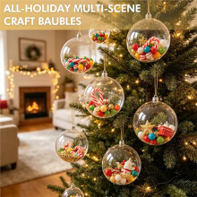10 Stück Durchsichtige, Befüllbare Kunststoffkugeln für DIY-Weihnachtsdekoration, 80 mm / 3,15 Zoll