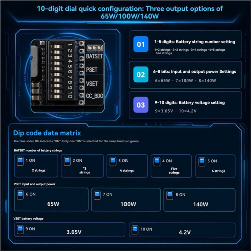 Módulo de Carregamento Rápido PD 140W com Tela de 0,96 Polegadas, Placa de Carregamento de Bateria de Lítio 2-6S, Placa Buck-Boost IP2366 1