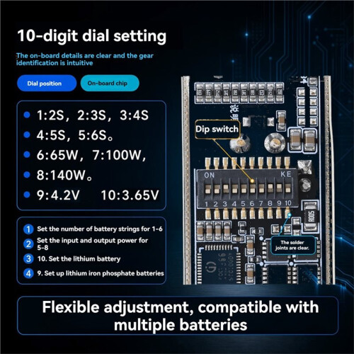 Módulo de Carregamento Rápido PD 140W com Tela de 0,96 Polegadas, Placa de Carregamento de Bateria de Lítio 2-6S, Placa Buck-Boost IP2366 2