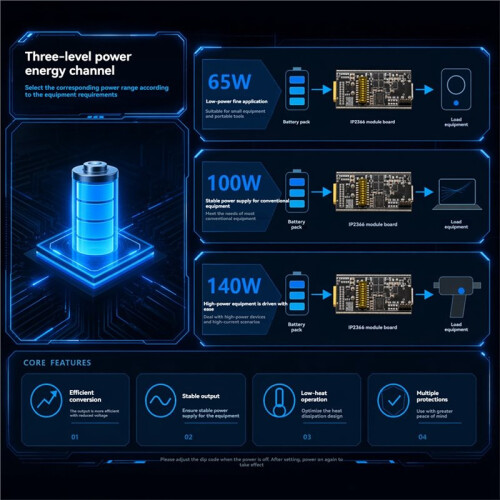 Módulo de Carregamento Rápido PD 140W com Tela de 0,96 Polegadas, Placa de Carregamento de Bateria de Lítio 2-6S, Placa Buck-Boost IP2366